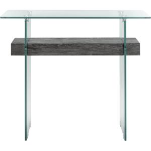 Safavieh Home Kayley Glass and Natural Brown Console Table(Glass / Black Oak)