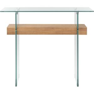 Safavieh Home Kayley Glass and Natural Brown Console Table(Glass / Natural Brown)