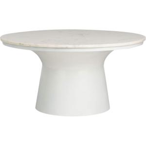 Safavieh Home Mila White Marble and White Pedestal Round Coffee Table(White / White)