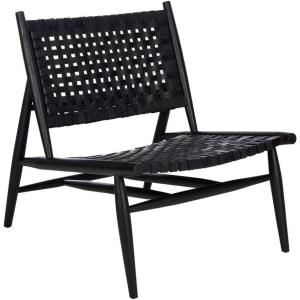Safavieh Home Soleil Natural and White Leather Woven Accent Chair(Black / Black)