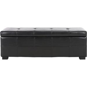 Safavieh Hudson Collection NoHo Tufted Brown Leather Large Storage Bench(Black)