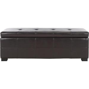 Safavieh Hudson Collection NoHo Tufted Brown Leather Large Storage Bench(Brown)