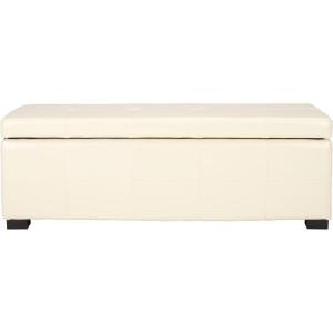 Safavieh Hudson Collection NoHo Tufted Brown Leather Large Storage Bench(Flat Cream)