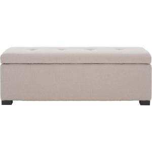 Safavieh Hudson Collection NoHo Tufted Brown Leather Large Storage Bench(Taupe)