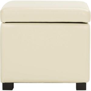 Safavieh Hudson Collection Ryder Leather Square Flip Top Ottoman(Flat Cream)