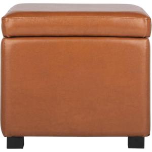Safavieh Hudson Collection Ryder Leather Square Flip Top Ottoman(Saddle)