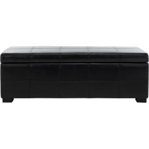 Safavieh Hudson Collection Williamsburg Brown Leather Large Storage Bench(Black)