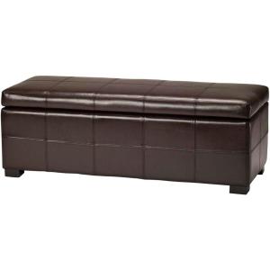 Safavieh Hudson Collection Williamsburg Brown Leather Large Storage Bench(Brown)
