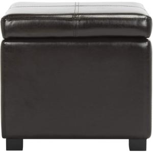 Safavieh Hudson Collection Williamsburg Brown Leather Square Storage Ottoman(Brown)