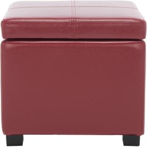 Safavieh Hudson Collection Williamsburg Brown Leather Square Storage Ottoman(Red)