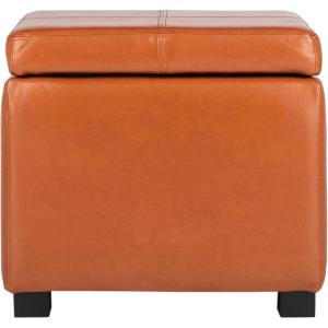 Safavieh Hudson Collection Williamsburg Brown Leather Square Storage Ottoman(Saddle)