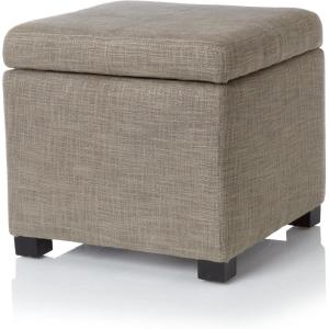 Safavieh Hudson Collection Williamsburg Brown Leather Square Storage Ottoman(Stone)