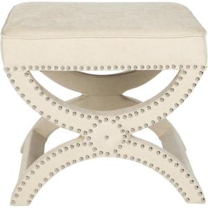 Safavieh MCR4645 Mystic Upholstered Ottoman Color: Cream(Cream)