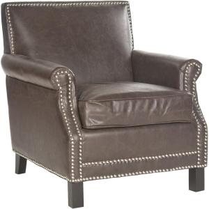 Safavieh Mercer Collection Charles Beige Linen Club Chair(Antique Brown)