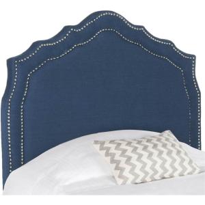 Safavieh Mercer Collection Skyler Grey Silver Nailhead Headboard (Full)(Steel Blue)