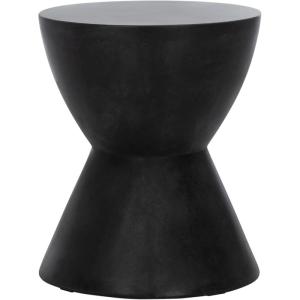 Safavieh Outdoor Collection Athena Modern Concrete Dark Grey Round 17.7-inch Accent Table(Black)
