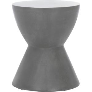 Safavieh Outdoor Collection Athena Modern Concrete Dark Grey Round 17.7-inch Accent Table(Grey)
