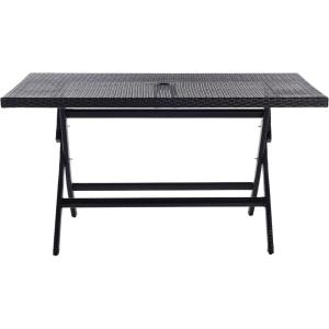 Safavieh PAT7503A Outdoor Collection Akita Black Rectangle Folding Table(Black)