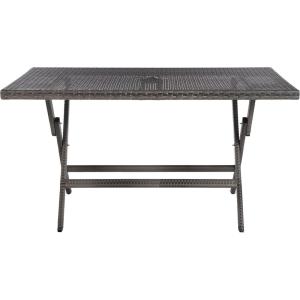 Safavieh PAT7503A Outdoor Collection Akita Black Rectangle Folding Table(Grey)