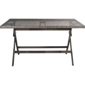 Safavieh PAT7503A Outdoor Collection Akita Black Rectangle Folding Table(Grey Brown / White)