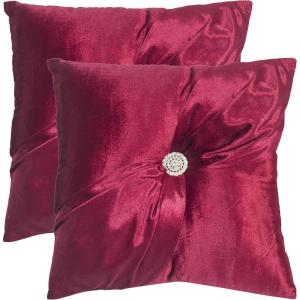 Safavieh Pillow Collection Throw Pillows, 16 by 16-Inch, Posh Holiday Red, Set of 2