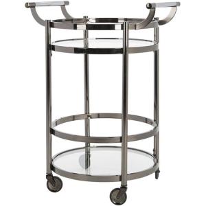 Safavieh Sienna Bar Cart, Black Nickel/Glass(Black Nickel / Glass)