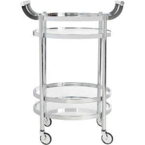 Safavieh Sienna Bar Cart, Black Nickel/Glass(Chrome / Glass)