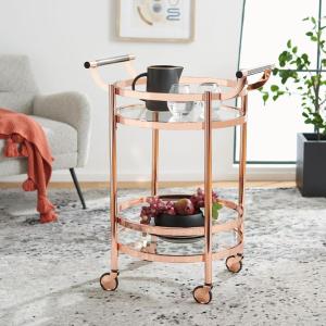 Safavieh Sienna Bar Cart, Black Nickel/Glass(Rose Gold)