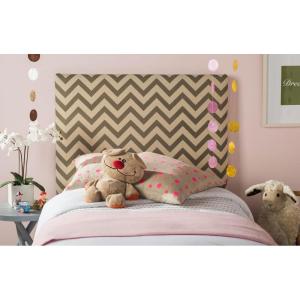 Safavieh Ziggy Grey/ White Upholstered Chevron Headboard (Queen)(Grey / White)