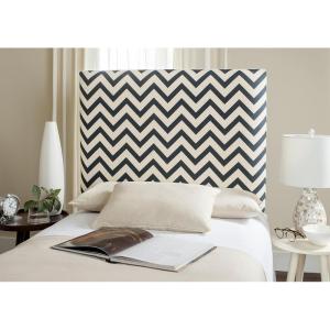 Safavieh Ziggy Grey/ White Upholstered Chevron Headboard (Queen)(Navy / White)