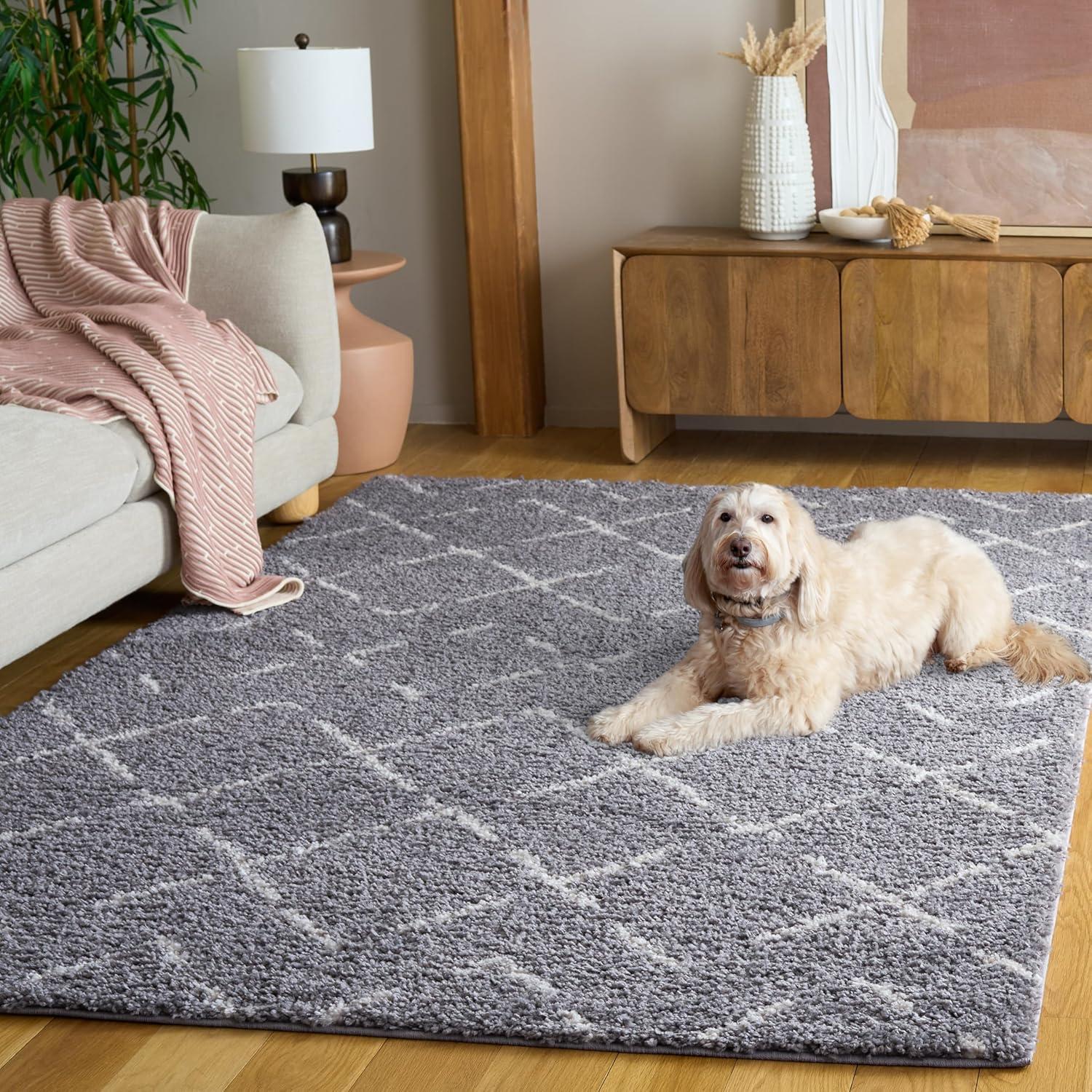 image:imageSAFAVIEH Area Rug 8x10 Arizona Shag Collection Large Ivory amp Beige Moroccan Boho Design NonShedding amp Easy to Clean Ideal for Living Room Bedroom Dining Space ASG743ADark GreyIvory