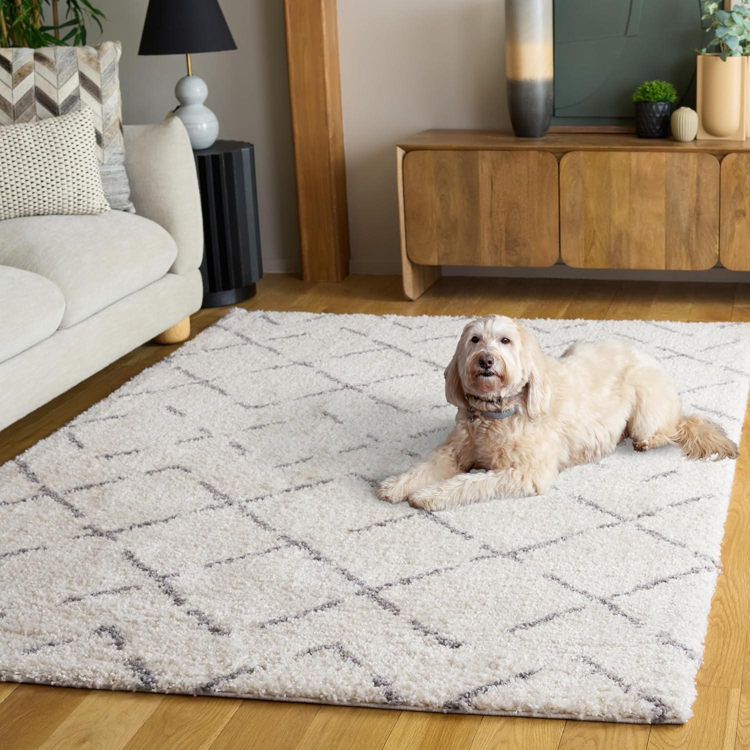 image:imageSAFAVIEH Area Rug 8x10 Arizona Shag Collection Large Ivory amp Beige Moroccan Boho Design NonShedding amp Easy to Clean Ideal for Living Room Bedroom Dining Space ASG743AIvoryGrey