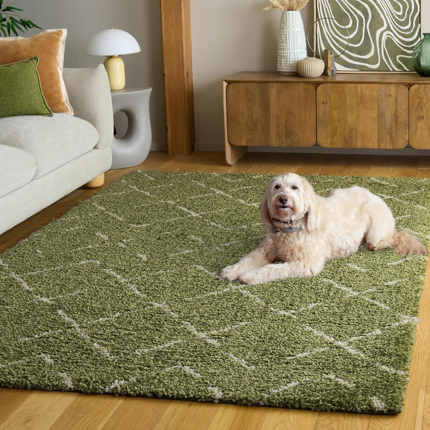 image:imageSAFAVIEH Area Rug 8x10 Arizona Shag Collection Large Ivory amp Beige Moroccan Boho Design NonShedding amp Easy to Clean Ideal for Living Room Bedroom Dining Space ASG743AGreenIvory