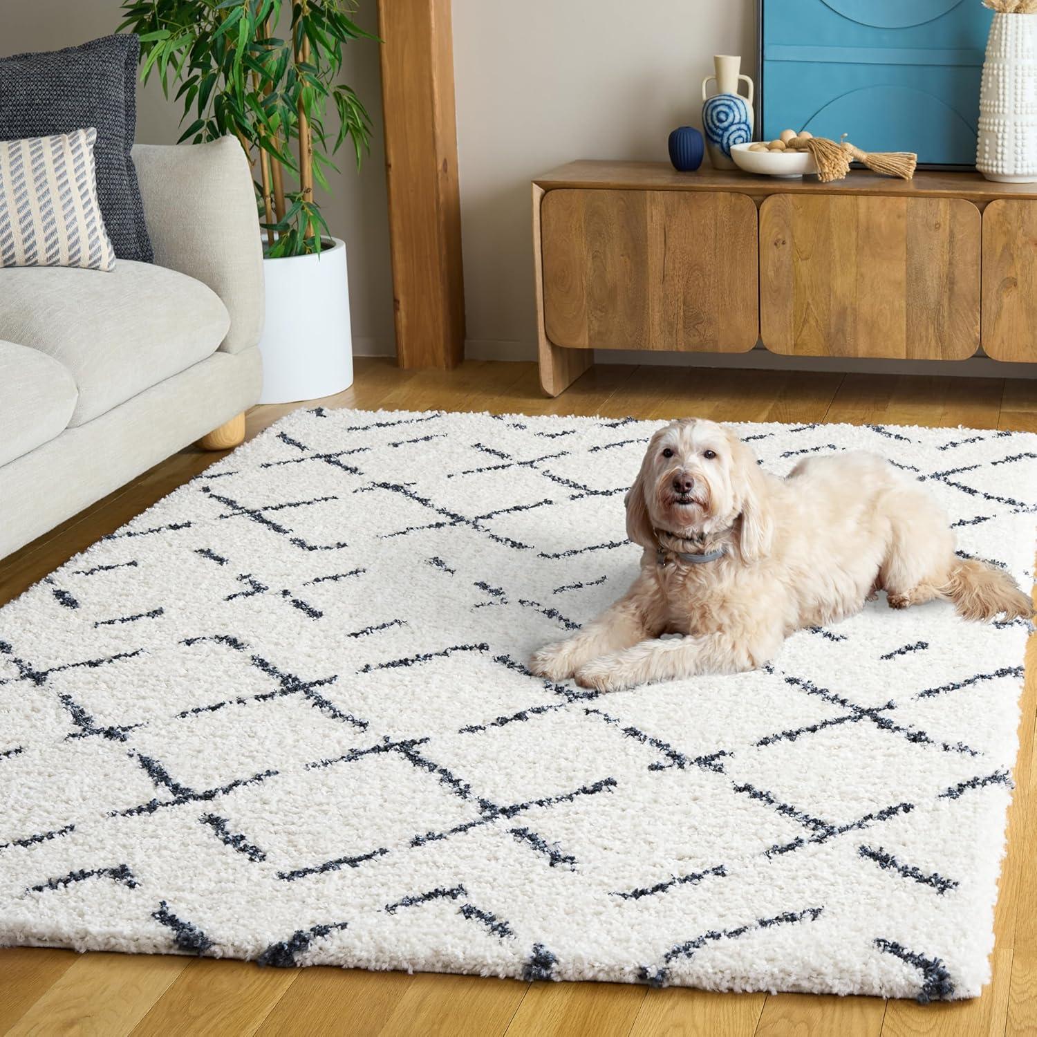 image:imageSAFAVIEH Area Rug 8x10 Arizona Shag Collection Large Ivory amp Beige Moroccan Boho Design NonShedding amp Easy to Clean Ideal for Living Room Bedroom Dining Space ASG743AIvorySlate