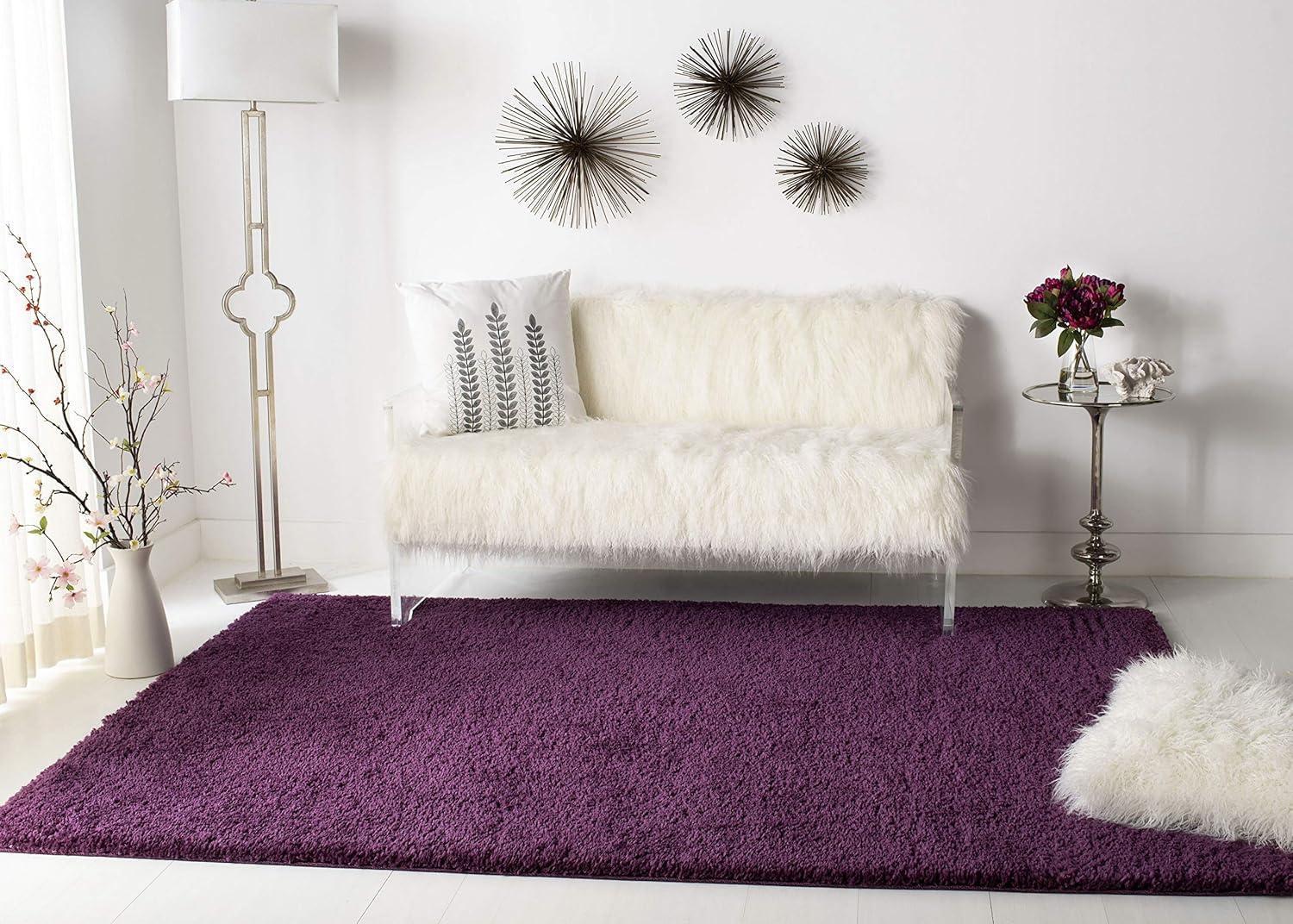 image:imageSAFAVIEH Area Rug 8x10 August Shag Collection Large White Solid Pattern NonShedding amp Easy Cleaning Plush Thick Pile Ideal for Living Room Bedroom Dining Space AUG900APurple