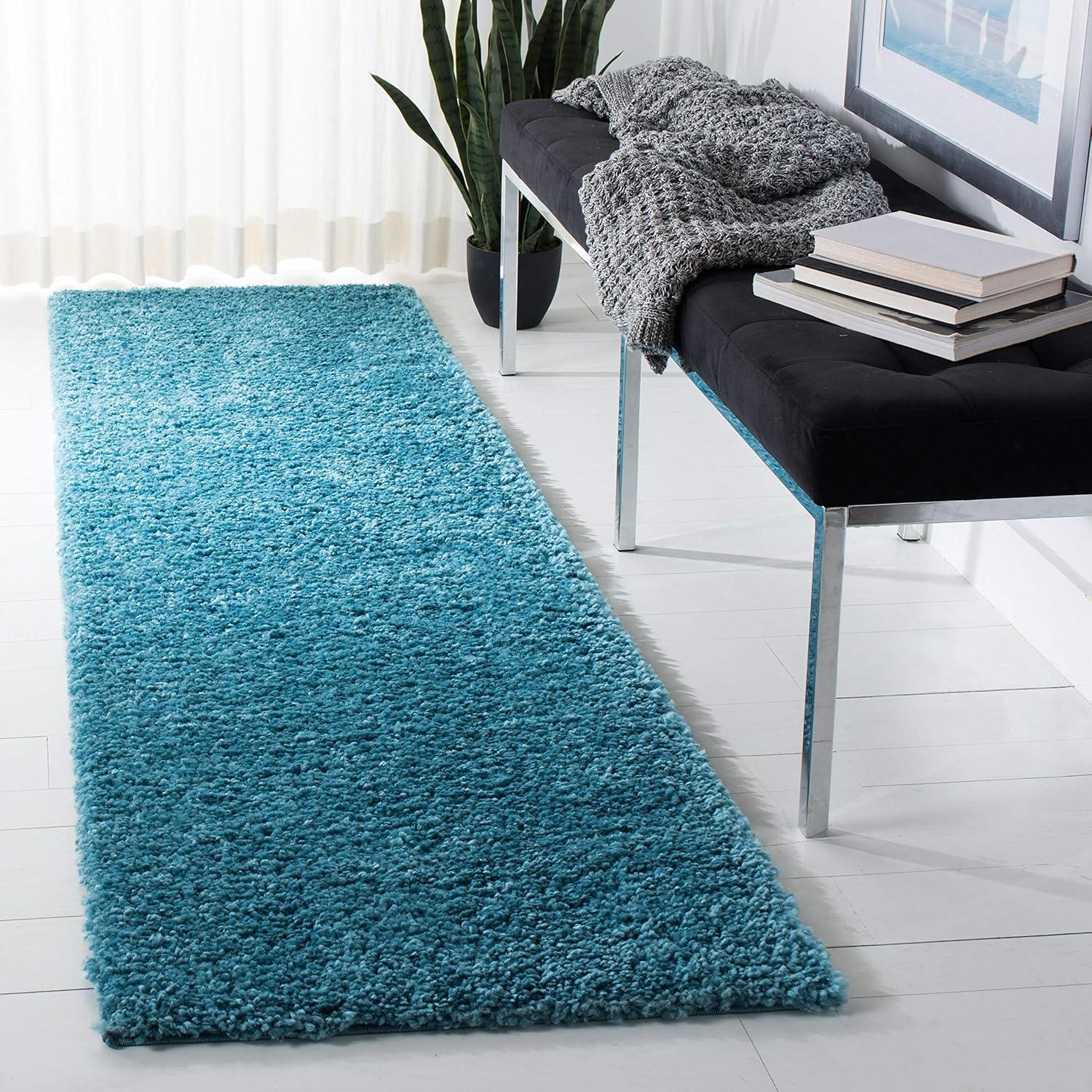 image:imageSAFAVIEH Area Rug 8x10 August Shag Collection Large White Solid Pattern NonShedding amp Easy Cleaning Plush Thick Pile Ideal for Living Room Bedroom Dining Space AUG900ATurquoise