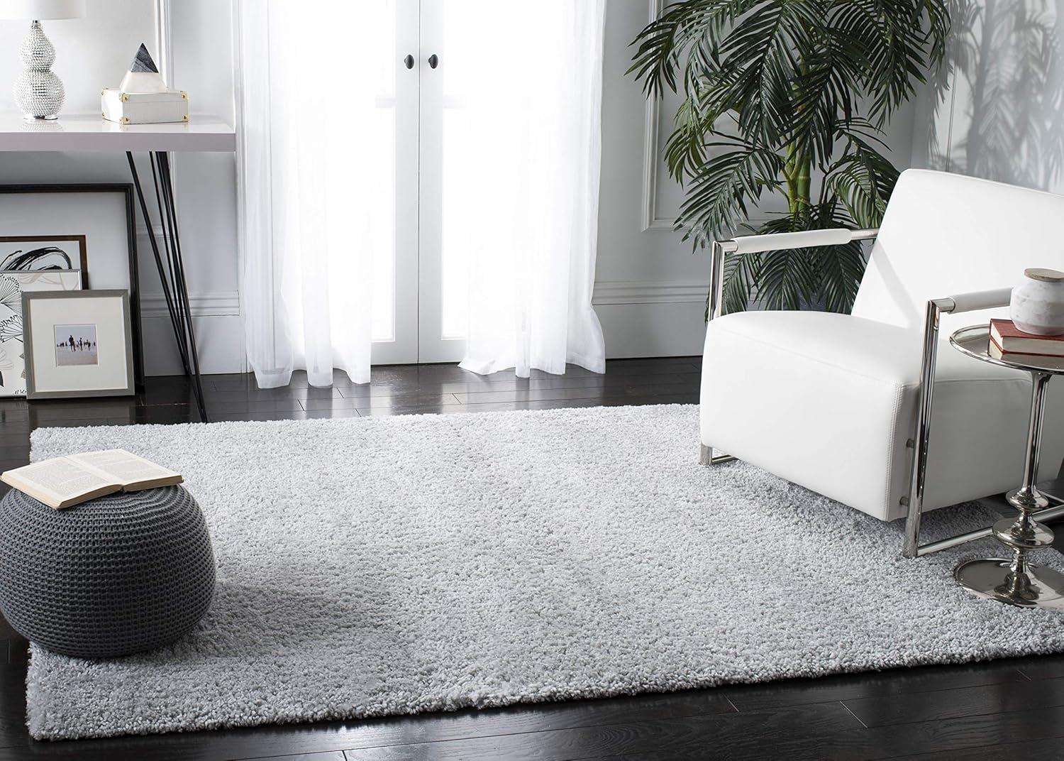 image:imageSAFAVIEH Area Rug 8x10 August Shag Collection Large White Solid Pattern NonShedding amp Easy Cleaning Plush Thick Pile Ideal for Living Room Bedroom Dining Space AUG900ASilver