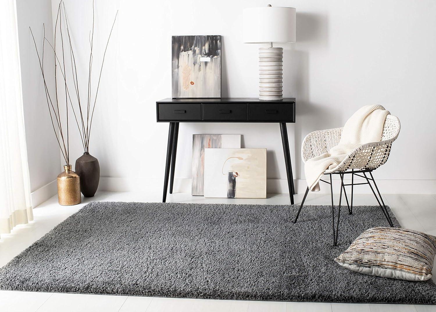 image:imageSAFAVIEH Area Rug 8x10 August Shag Collection Large White Solid Pattern NonShedding amp Easy Cleaning Plush Thick Pile Ideal for Living Room Bedroom Dining Space AUG900AGrey