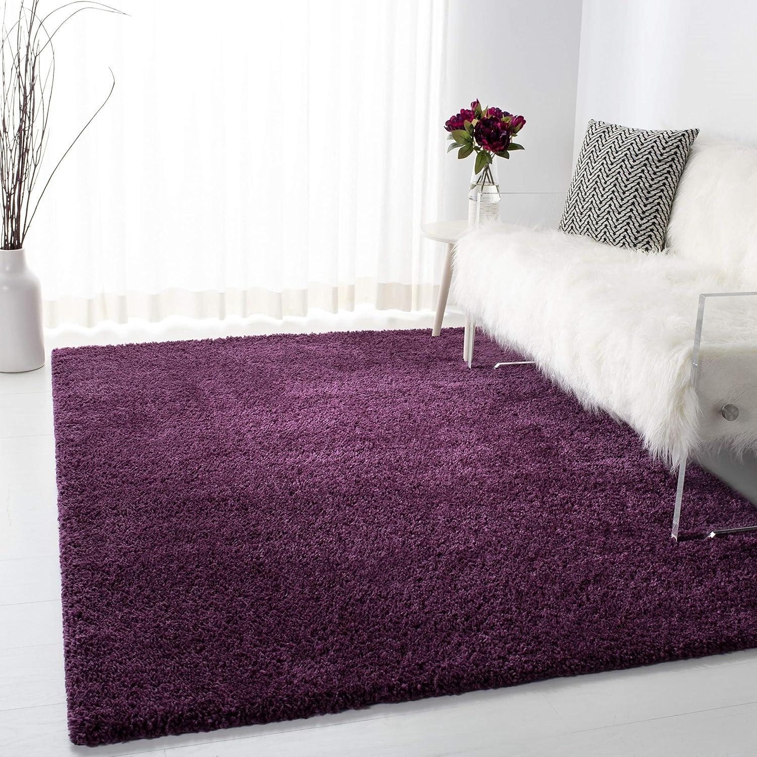 image:imageSAFAVIEH Area Rug 8x10 August Shag Collection Large White Solid Pattern NonShedding amp Easy Cleaning Plush Thick Pile Ideal for Living Room Bedroom Dining Space AUG900APurple