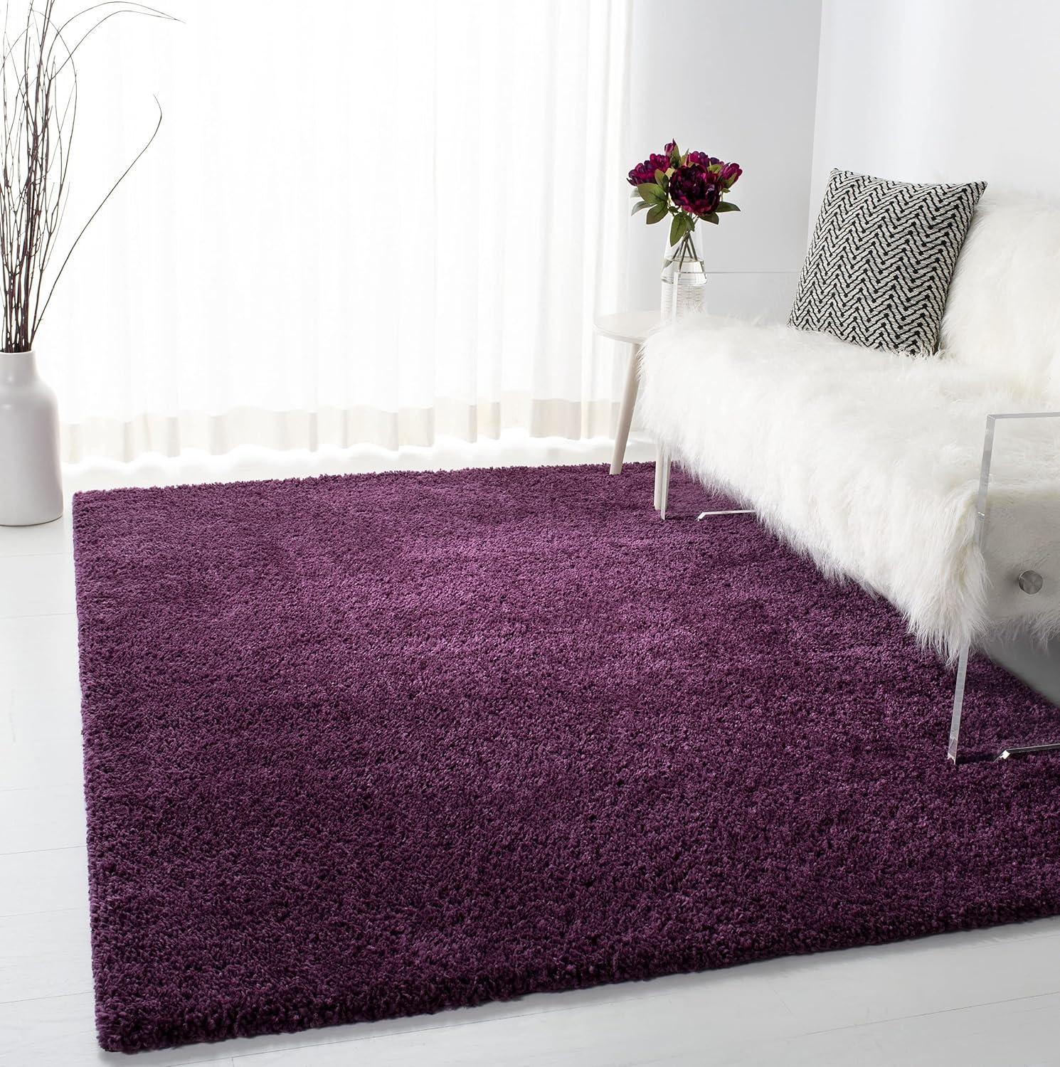 image:imageSAFAVIEH Area Rug 8x10 August Shag Collection Large White Solid Pattern NonShedding amp Easy Cleaning Plush Thick Pile Ideal for Living Room Bedroom Dining Space AUG900APurple