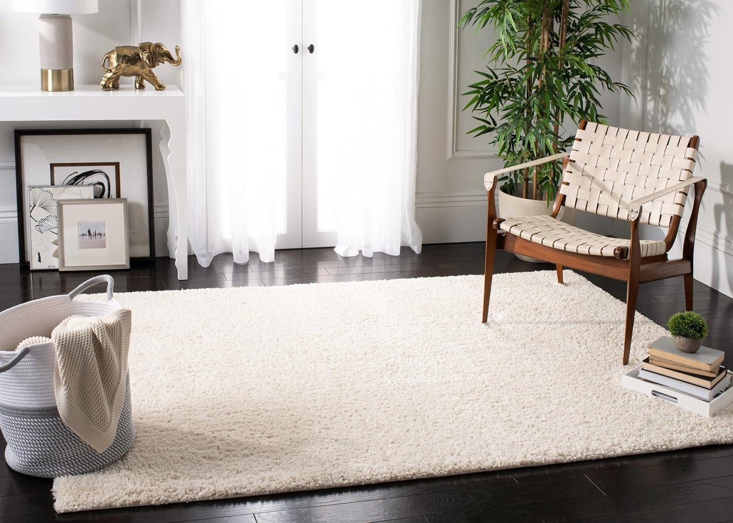 image:imageSAFAVIEH Area Rug 8x10 August Shag Collection Large White Solid Pattern NonShedding amp Easy Cleaning Plush Thick Pile Ideal for Living Room Bedroom Dining Space AUG900AIvory