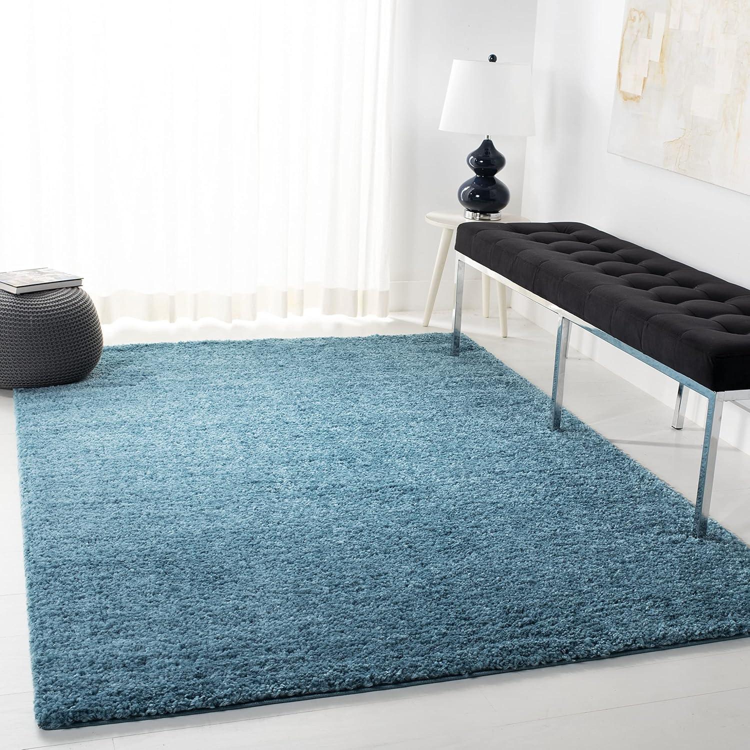 image:imageSAFAVIEH Area Rug 8x10 August Shag Collection Large White Solid Pattern NonShedding amp Easy Cleaning Plush Thick Pile Ideal for Living Room Bedroom Dining Space AUG900ATurquoise