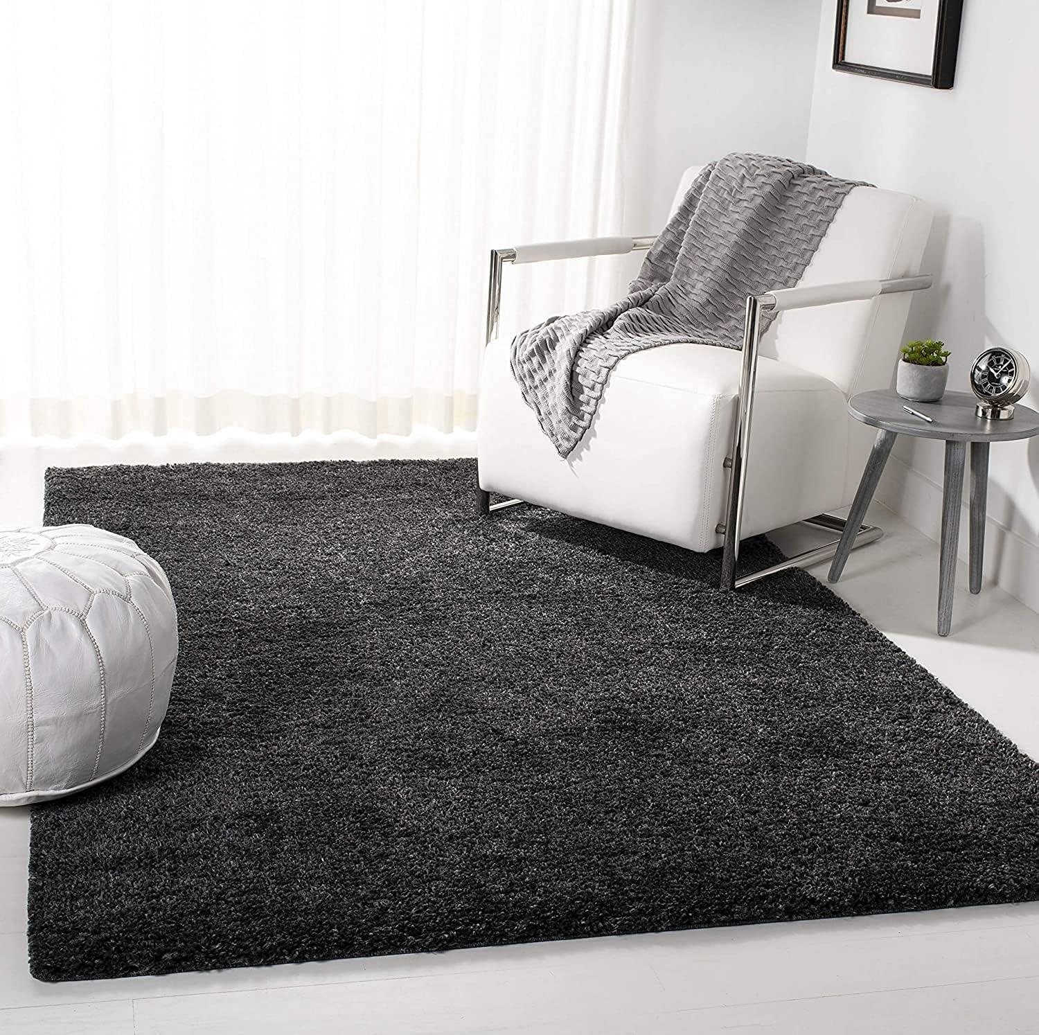image:imageSAFAVIEH Area Rug 8x10 August Shag Collection Large White Solid Pattern NonShedding amp Easy Cleaning Plush Thick Pile Ideal for Living Room Bedroom Dining Space AUG900ACharcoal