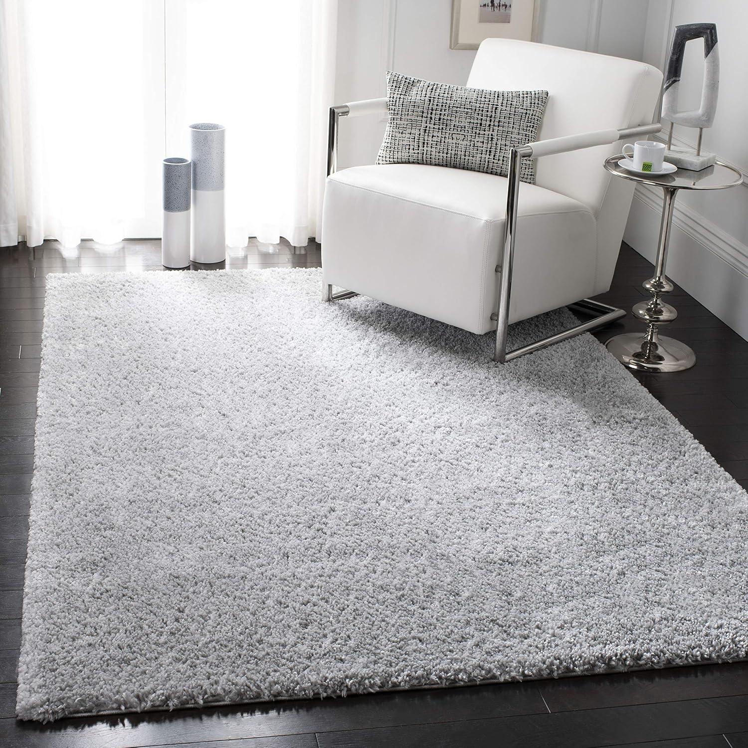 image:imageSAFAVIEH Area Rug 8x10 August Shag Collection Large White Solid Pattern NonShedding amp Easy Cleaning Plush Thick Pile Ideal for Living Room Bedroom Dining Space AUG900ASilver