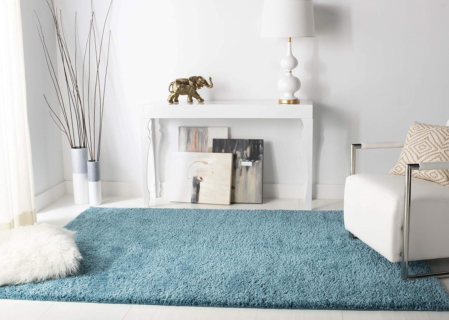image:imageSAFAVIEH Area Rug 8x10 August Shag Collection Large White Solid Pattern NonShedding amp Easy Cleaning Plush Thick Pile Ideal for Living Room Bedroom Dining Space AUG900ATurquoise
