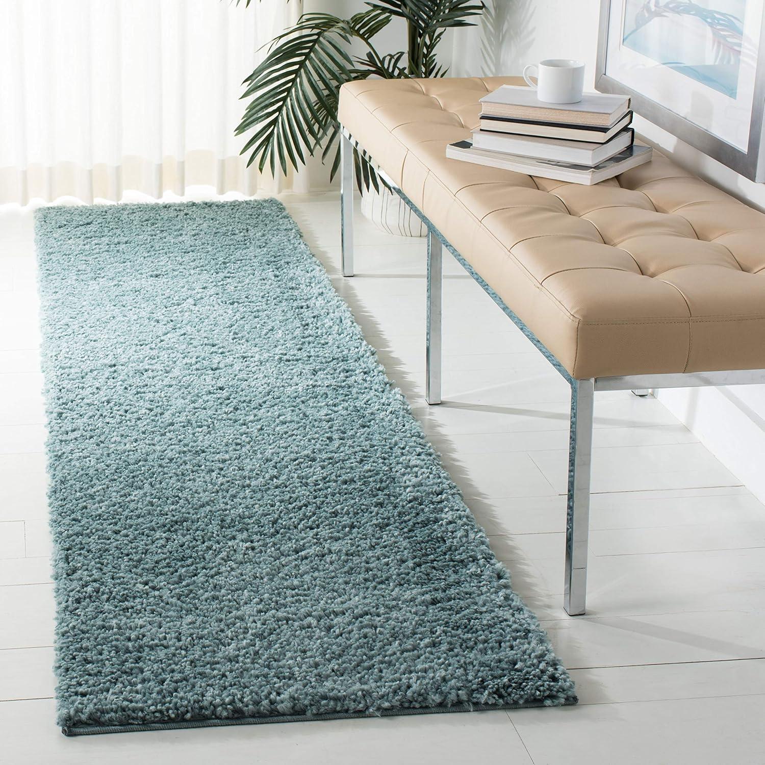 image:imageSAFAVIEH Area Rug 8x10 August Shag Collection Large White Solid Pattern NonShedding amp Easy Cleaning Plush Thick Pile Ideal for Living Room Bedroom Dining Space AUG900AAqua