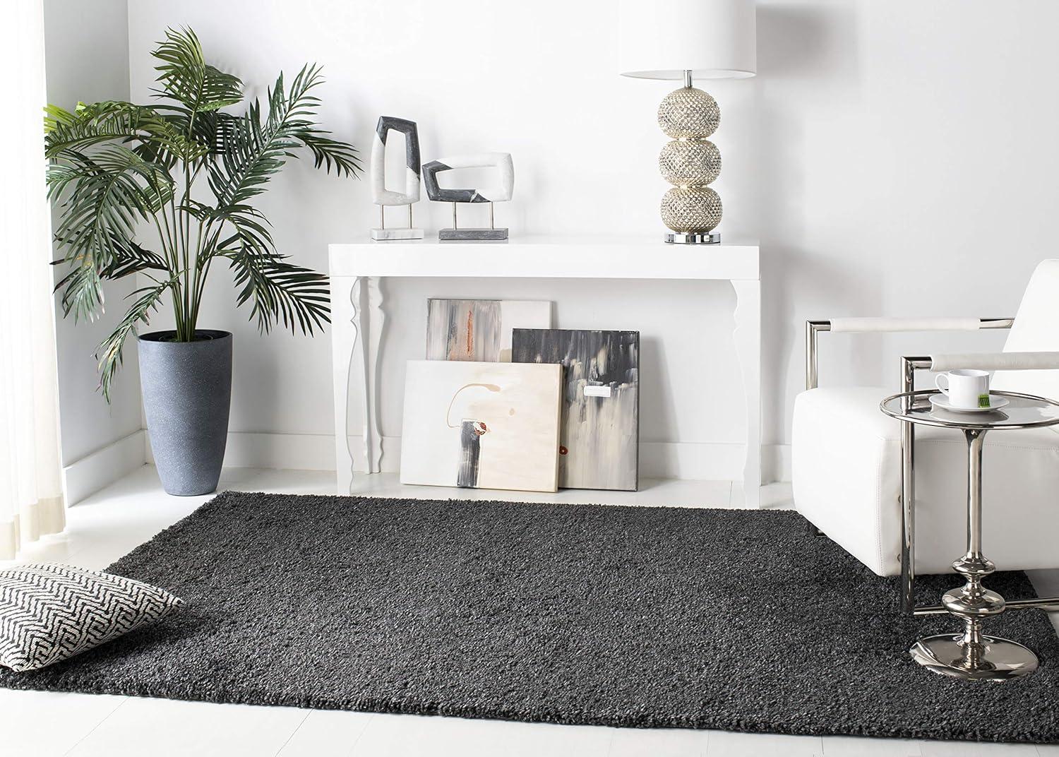 image:imageSAFAVIEH Area Rug 8x10 August Shag Collection Large White Solid Pattern NonShedding amp Easy Cleaning Plush Thick Pile Ideal for Living Room Bedroom Dining Space AUG900ACharcoal