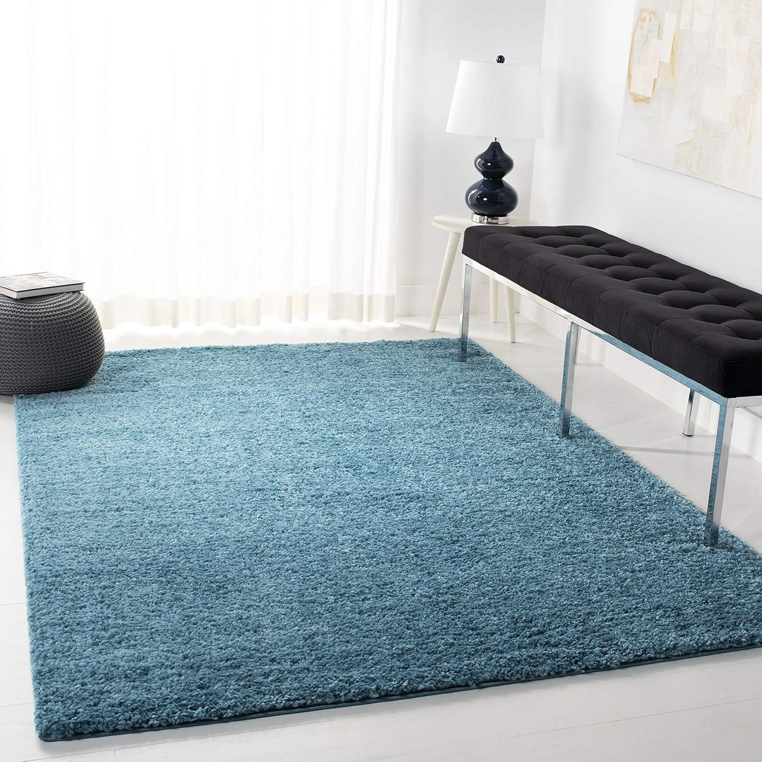 image:imageSAFAVIEH Area Rug 8x10 August Shag Collection Large White Solid Pattern NonShedding amp Easy Cleaning Plush Thick Pile Ideal for Living Room Bedroom Dining Space AUG900ATurquoise