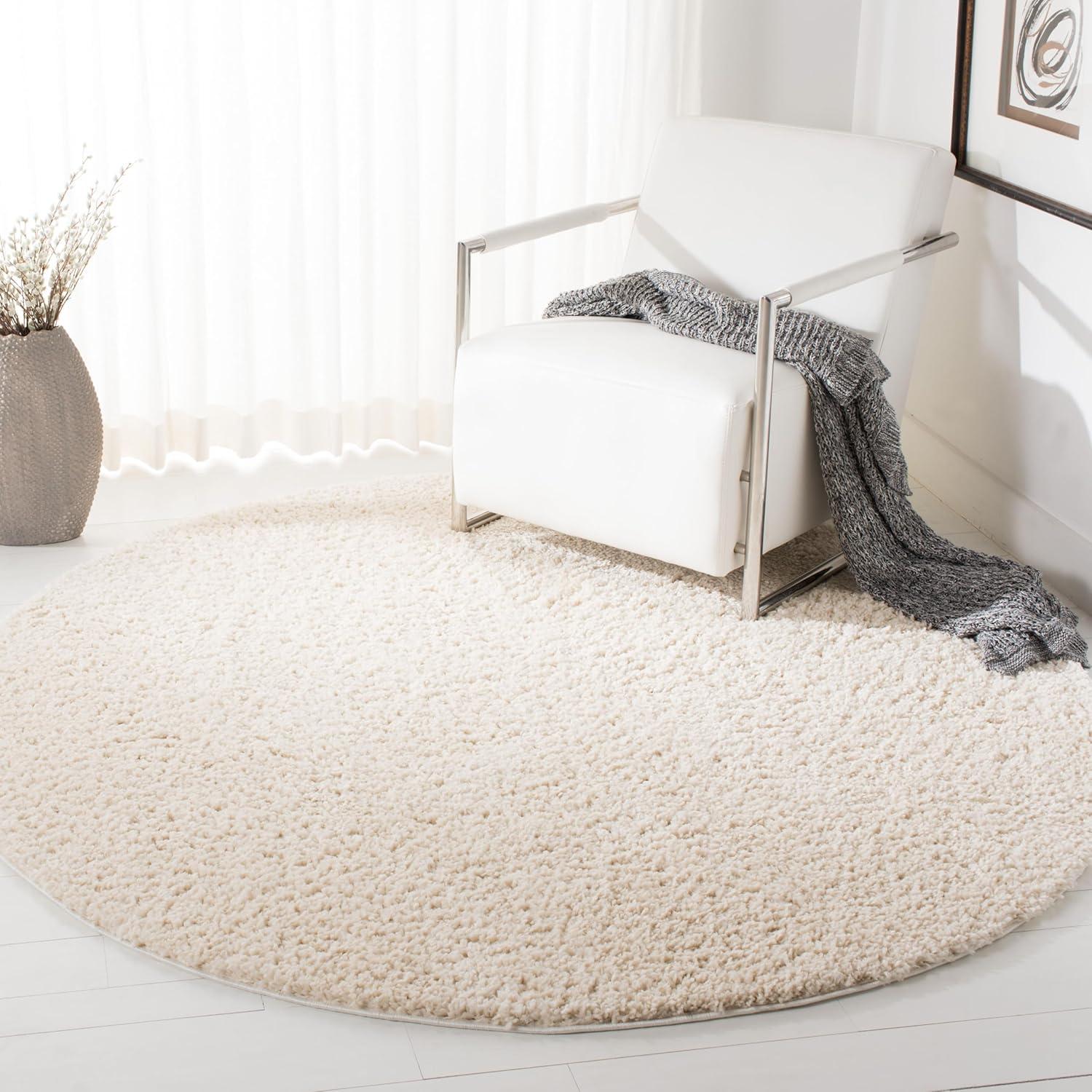 image:imageSAFAVIEH Area Rug 8x10 August Shag Collection Large White Solid Pattern NonShedding amp Easy Cleaning Plush Thick Pile Ideal for Living Room Bedroom Dining Space AUG900AIvory