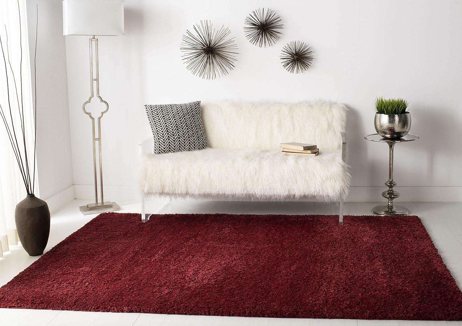 image:imageSAFAVIEH Area Rug 8x10 August Shag Collection Large White Solid Pattern NonShedding amp Easy Cleaning Plush Thick Pile Ideal for Living Room Bedroom Dining Space AUG900ABurgundy